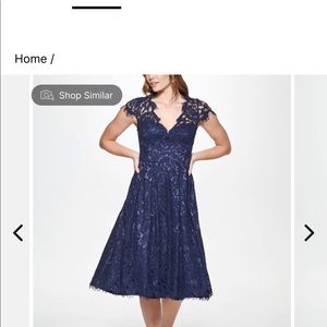 Eliza J Scalloped Neckline Midi Lace Dress